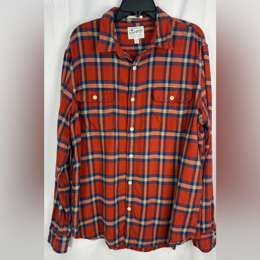 Lucky Brand Saturday Stretch, Classic Fit long Sleeve Button Up Shirt Size XL